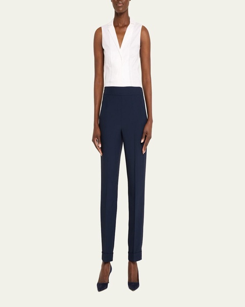 Chris Pleated Straight-Leg Pants