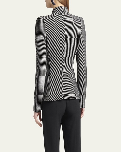 Diagonal Stripe Single-Breasted Jersey Jacket