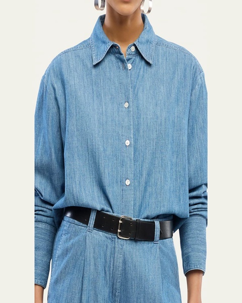 Chambray Oversized Button-Down Shirt