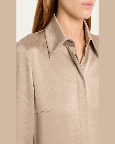 Hansen Charmeuse Button-Front Shirt
