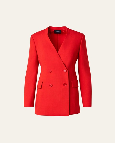 Trinity Collarless Wool Blazer Jacket