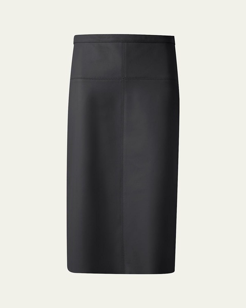 Midi Straight Leather Skirt