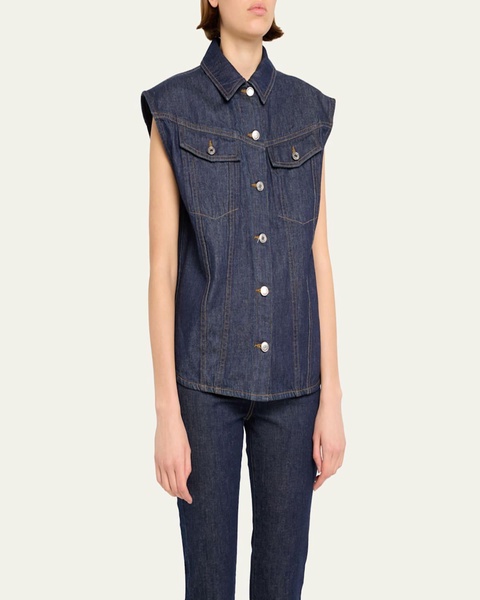 Evan Button-Front Denim Shirt