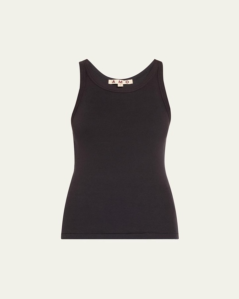 Long Ribbed Cotton Tank Top