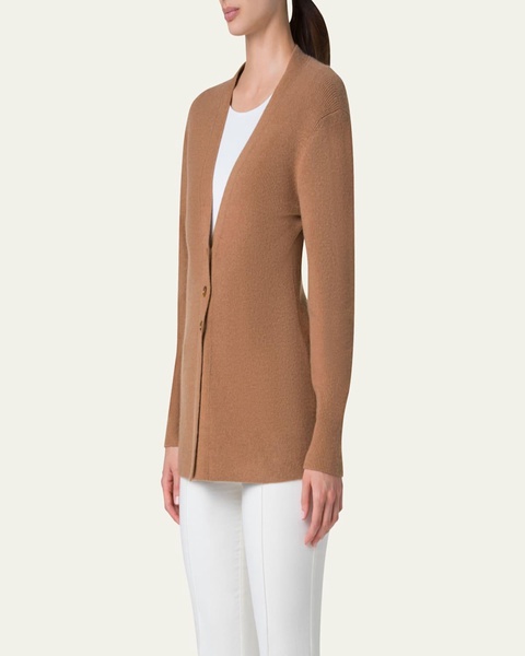 Fitted Stretch Cashmere Cardigan