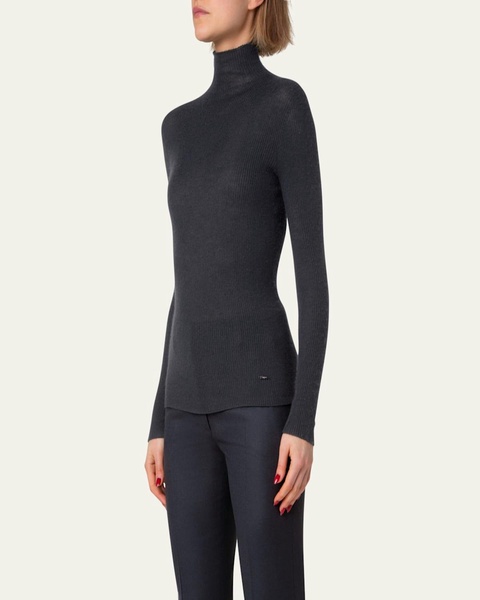 Cashmere-Blend Fine Ribbed Knit Top