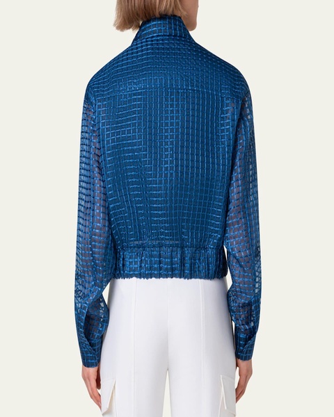 Wanda Organza Short Jacket with Window Plaid Embroidery