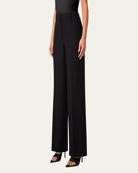 Pinstripe Straight Wool Trousers