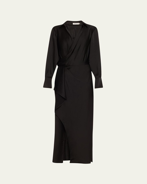 Talita Drape-Front Midi Dress