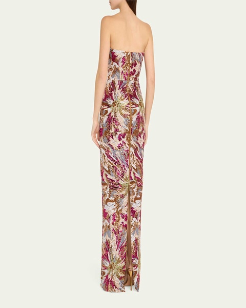 Dahlia Strapless Embroidered Sequin Gown