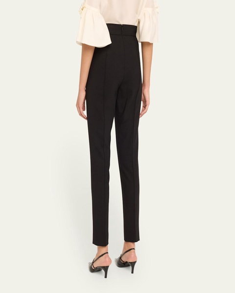High-Rise Pintuck Skinny-Leg Pants