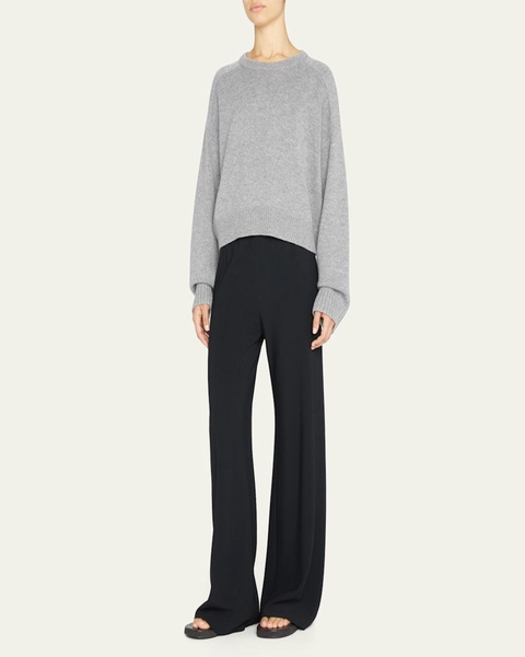 Bruzzi Wool-Cashmere Raglan-Sleeve Crop Sweater