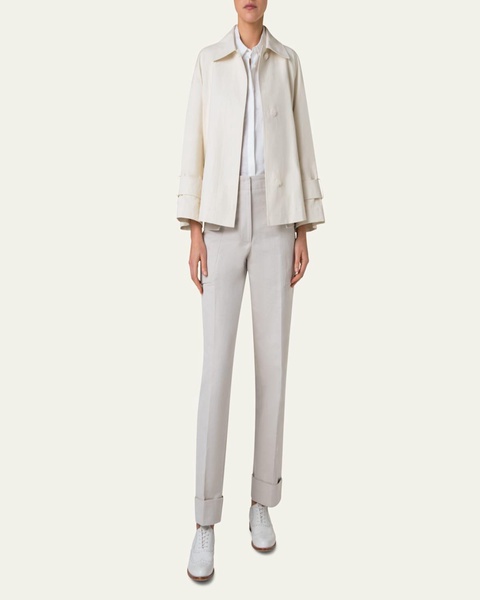 Alisa Water-Resistant A-Line Coated Linen Jacket