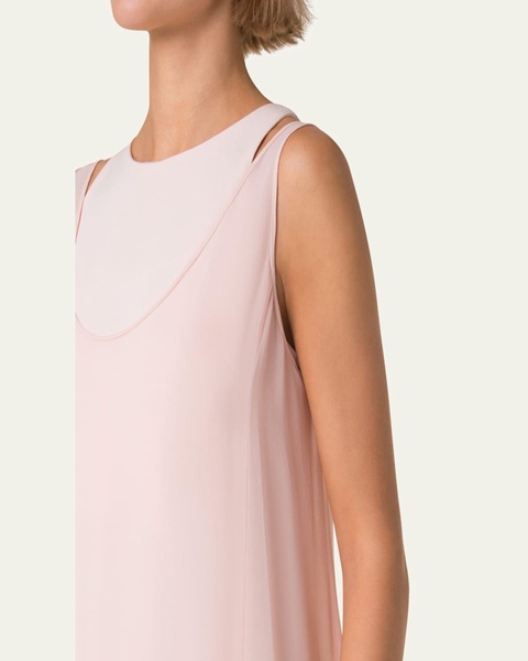 Layered Shoulder Cutout Silk Gown