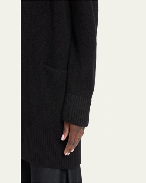 Cashmere Shawl-Collar Open-Front Cardigan
