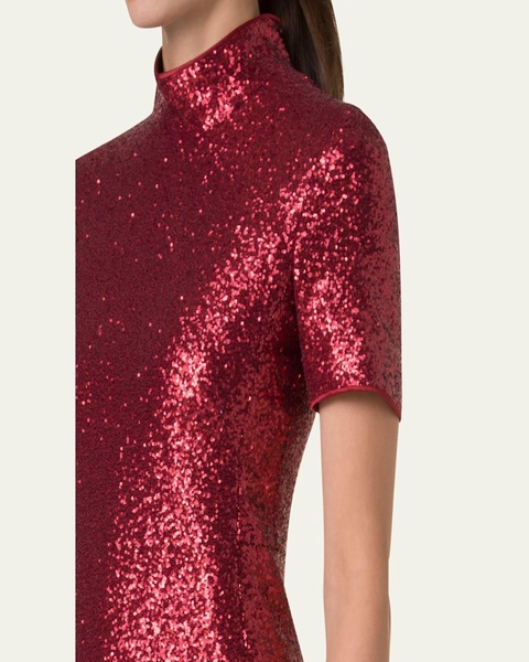 Sequined High-Neck Mini Dress