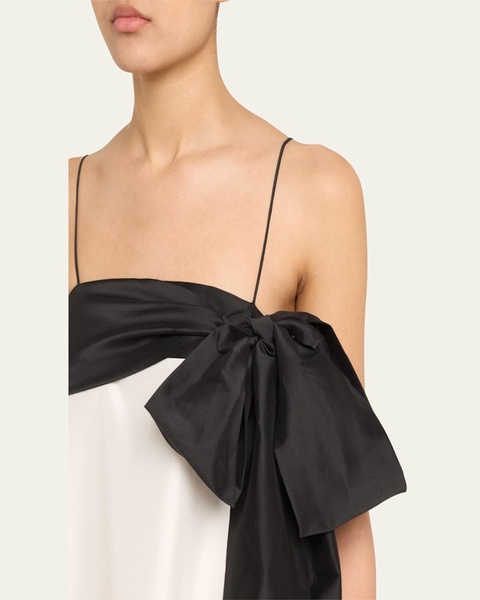 Colorblock Flowy Long Dress with Bow