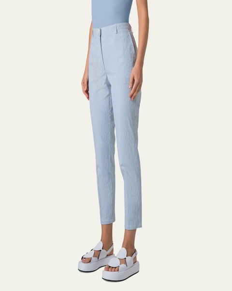 Freda Seersucker Striped Tapered-Leg Pants