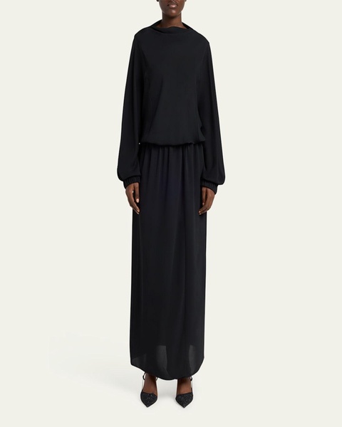 Triple Silk Georgette Long Sleeve Gown