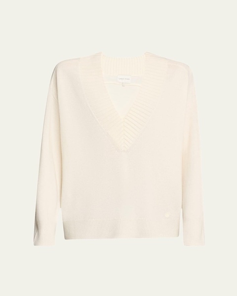Sage Plunging V-Neck Cashmere Oversized Sweater