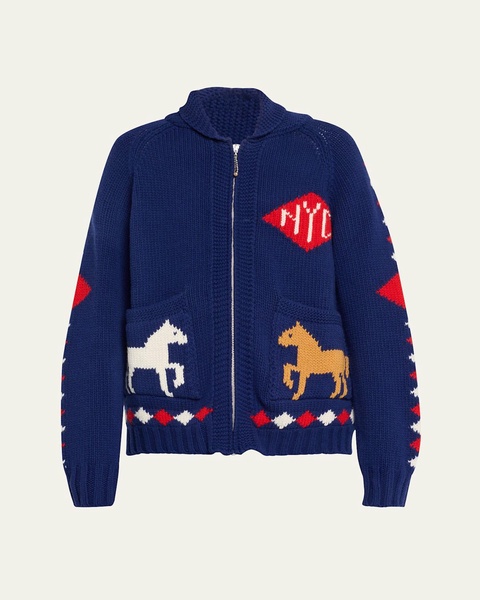 Diamond Corral Horse Merino Wool Cardigan