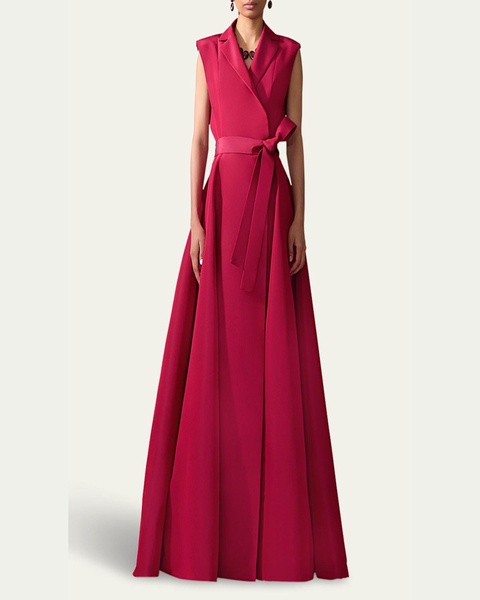 Belted Sleeveless Trench Gown