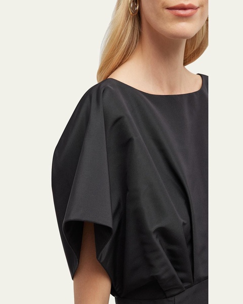Silk Column Gown with Fan Bodice