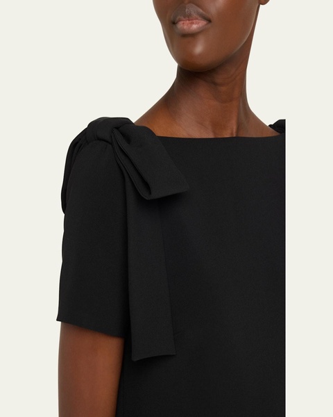 Shoulder Bow Crepe Column Gown