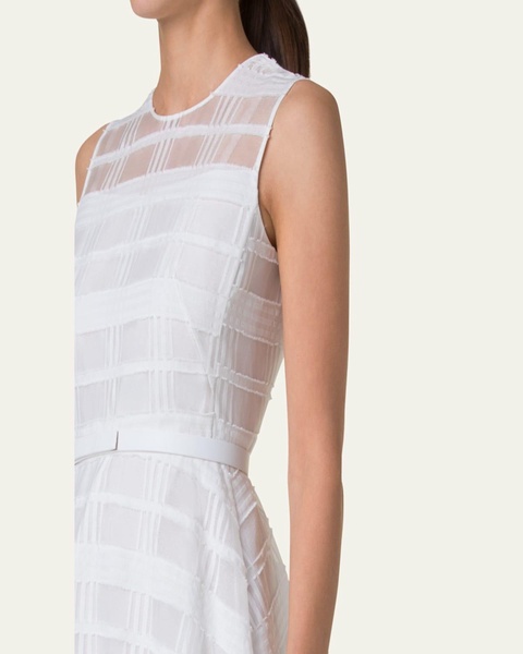 Check Silk Organza Midi Dress