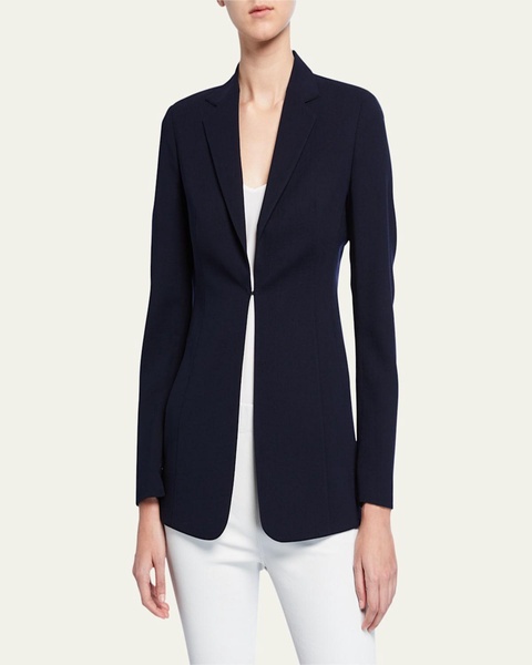 Leather-Collar Wool Jacket