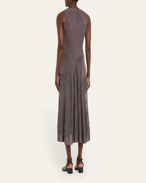 Keball Long Metallic V-Neck Dress