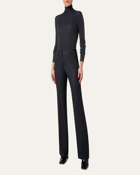 Cashmere-Blend Fine Ribbed Knit Top