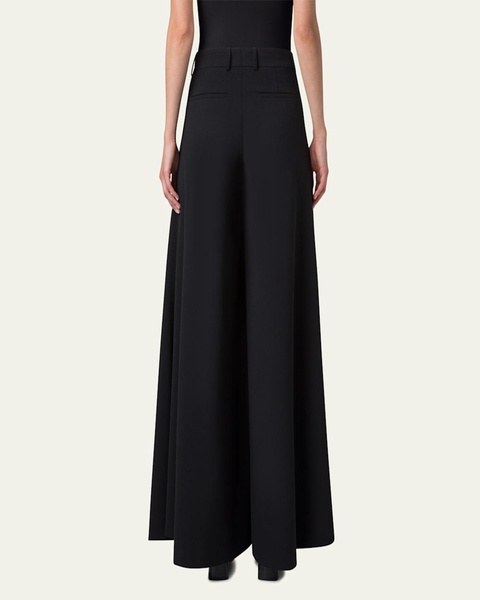 Fiorello Pleated Stretch Wool Twill Wide-Leg Pants