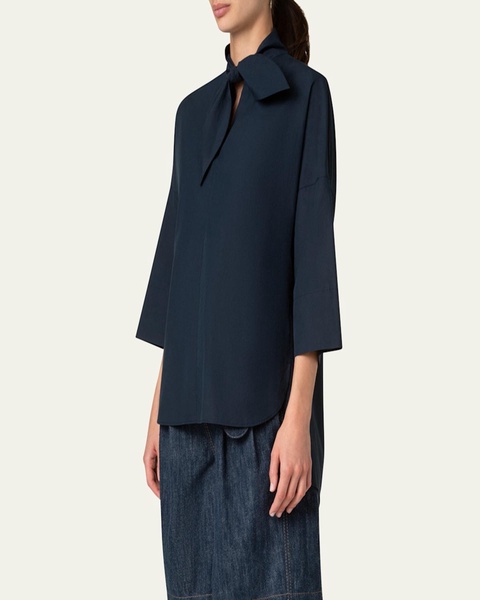Marine Knot Poplin Tunic Blouse