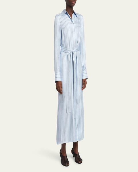 Hannah Stripe Silk Twill Ankle Dress