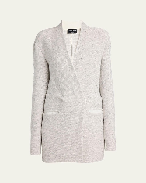 Metallic V-Neck Wool Jacket
