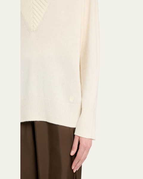 Sage Plunging V-Neck Cashmere Oversized Sweater