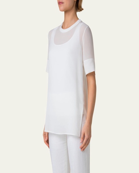 Round Neck Silk Georgette Blouse