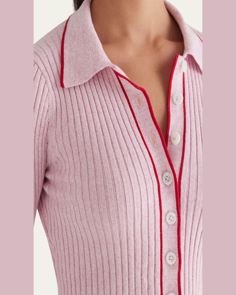 Ashlen Ribbed Button-Front Top