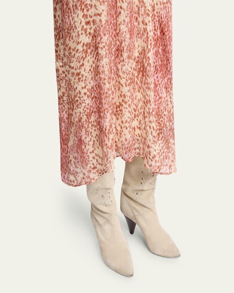 Lisanne Spotted Velvet Burnout Midi Skirt