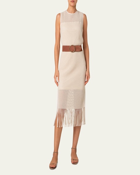Fringe Mesh Midi Dress