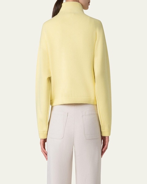 Cashmere Knit Short Zip Cardigan