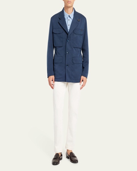Men's Washed Silk Safari Jacket