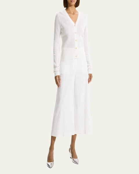 Mini Pointelle Stitch Crepe Cardigan