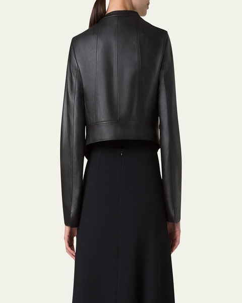 Nappa Leather Crop Moto Jacket