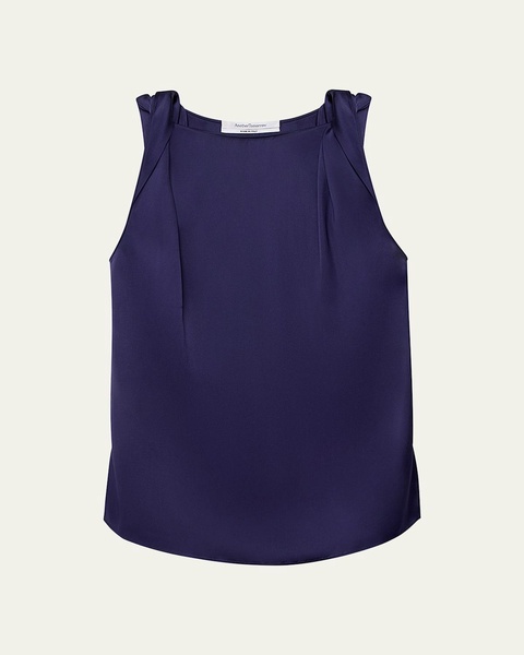 Twisted-Shoulder Satin Tank Top