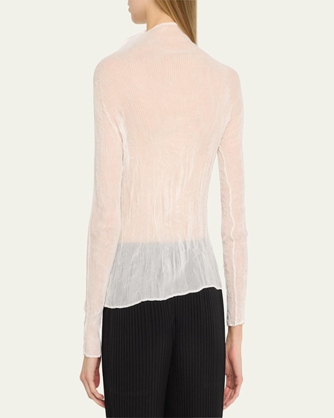 Chiffon Twist Crinkled Turtleneck Top