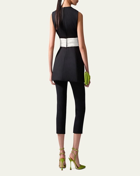 Cummerbund Waist Sleeveless Wool Top