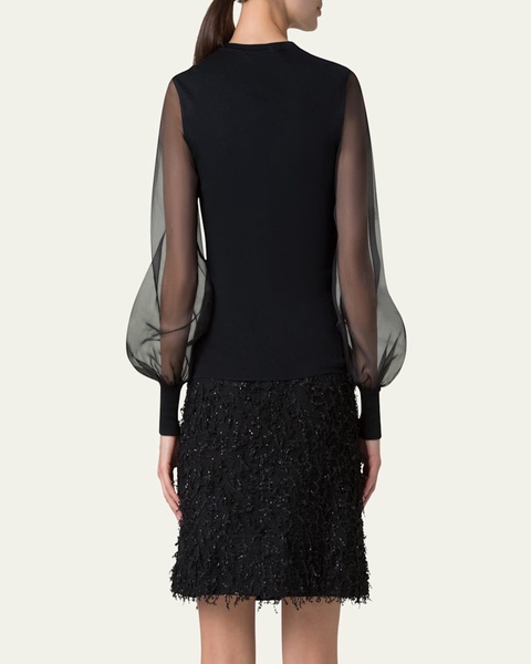 Organza Long Sleeve Knit Sweater
