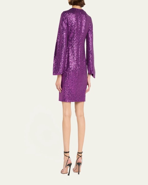 Sequin Jersey Mini Dress with Split Sleeves